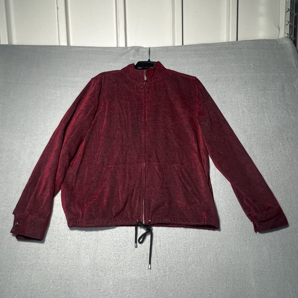 Christopher  Banks Jackets & Blazers - Christopher‎ & Banks Women's Red Full Zip Jacket Size M Drawstring Hem Pockets